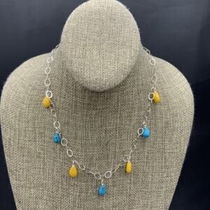 Barse Spring Teardrop Necklace- Turquoise & Citrus Jade- Sterling Silver- NWT